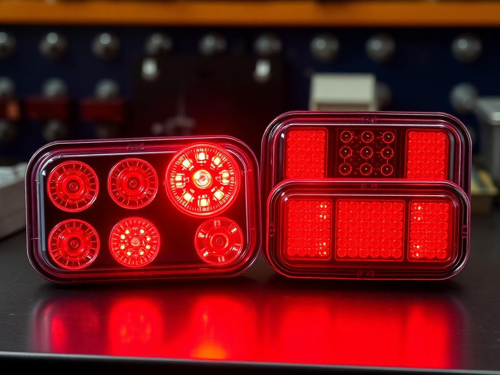 Sealed red LED stop, tail and indicator lamp clusters