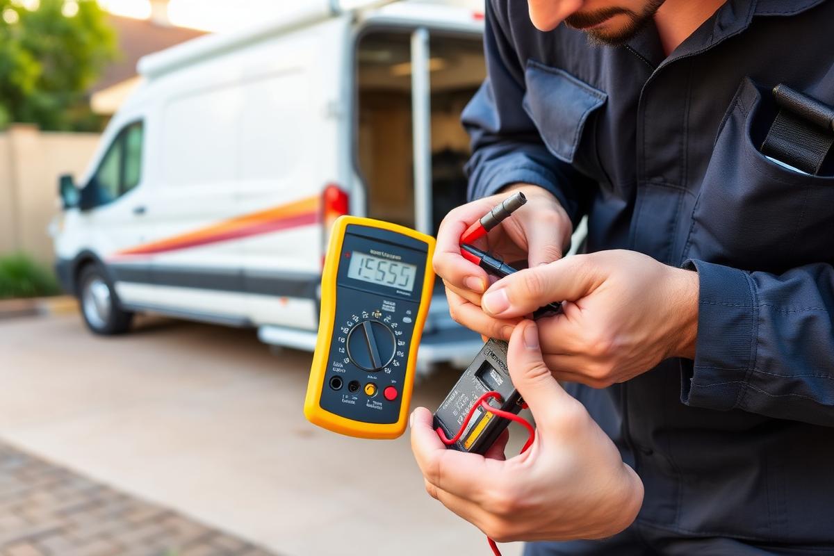 Technician wiring a trailer plug with tinned copper cable and heat shrink